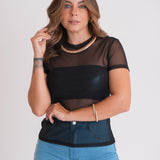 Camiseta Feminina Tule Transparente