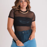 Camiseta Feminina Tule Transparente