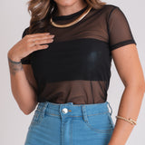 Camiseta Feminina Tule Transparente