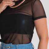 Camiseta Feminina Tule Transparente