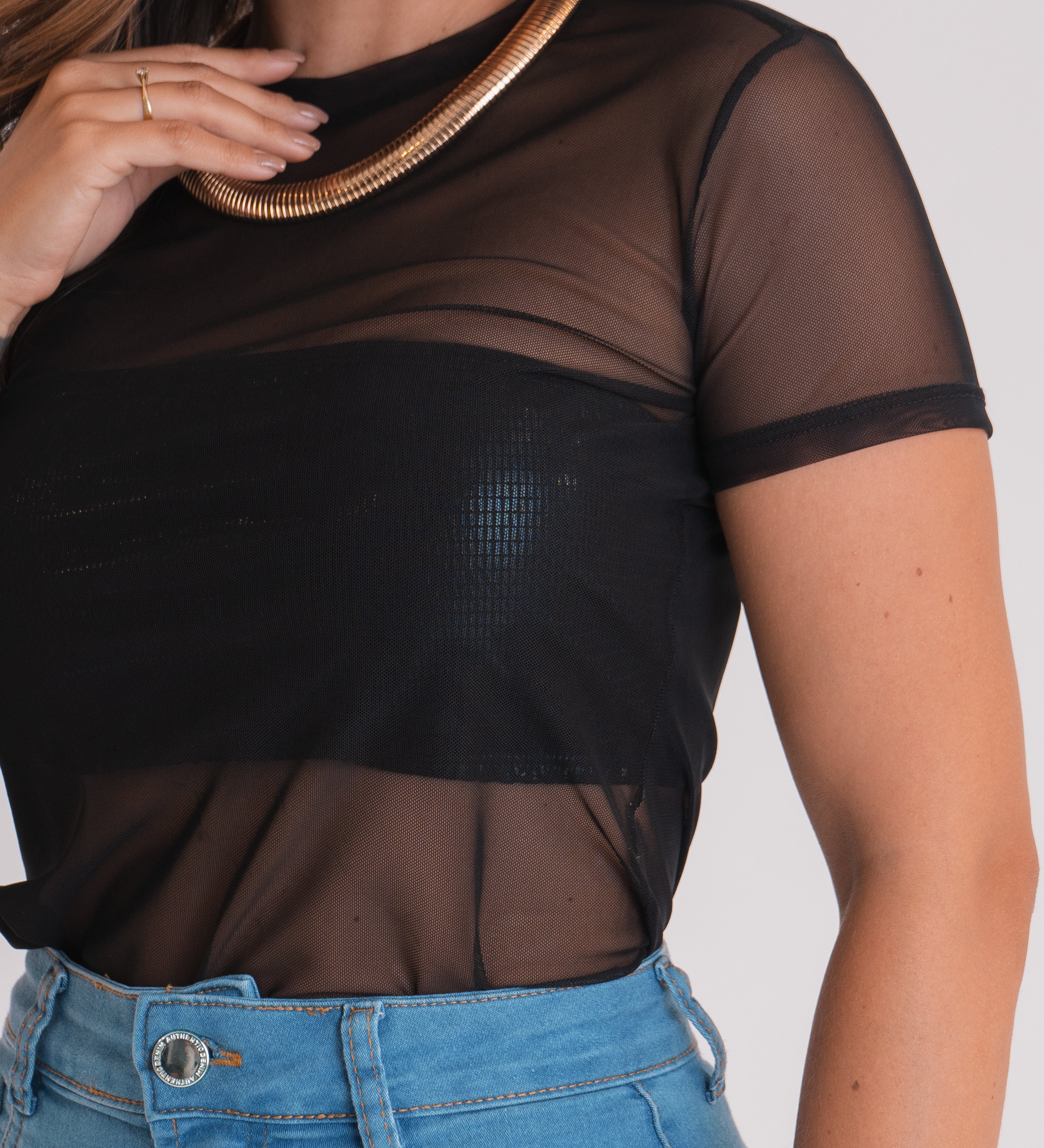 Camiseta Feminina Tule Transparente