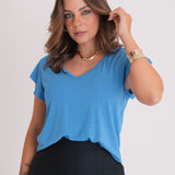 Blusa Feminina Mangas Evase Decote V Creponado