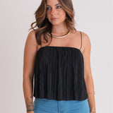 Top com Alças Poliéster Plissado Carolina