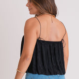 Top com Alças Poliéster Plissado Carolina