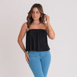 Top com Alças Poliéster Plissado Carolina