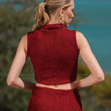 Blusa feminina Nina em Tricot Felpado sem Mangas com Gola Alta