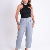 Calça Feminina Capri Alfaiataria Risca de Giz