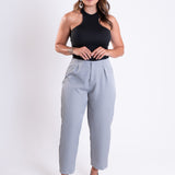 Calça Feminina Capri Alfaiataria Risca de Giz