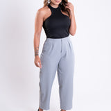 Calça Feminina Capri Alfaiataria Risca de Giz