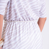 Vestido Maxi estampado com Abertura Laterais Cintos de Cordão de Algodão