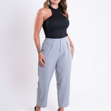 Calça Feminina Capri Alfaiataria Risca de Giz