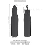 Vestido Longo Cavas Abertas Plissado Poliéster